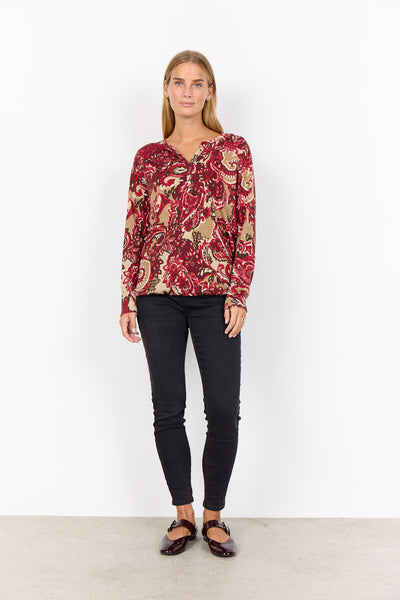 SC-FELICITY AOP 518 Blouse Donkerrood