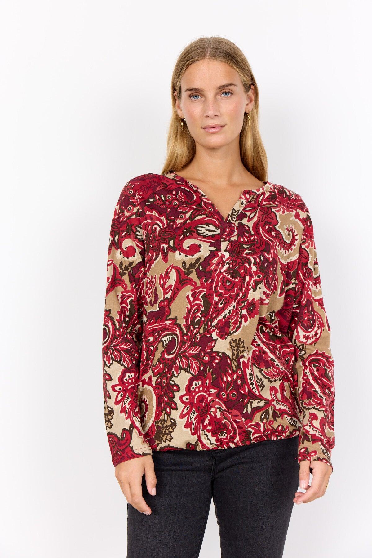 SC-FELICITY AOP 518 Blouse Donkerrood
