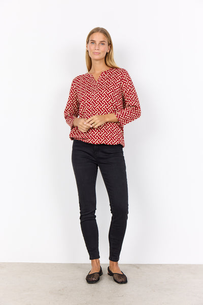 SC-FELICITY AOP 519 Blouse Donkerrood