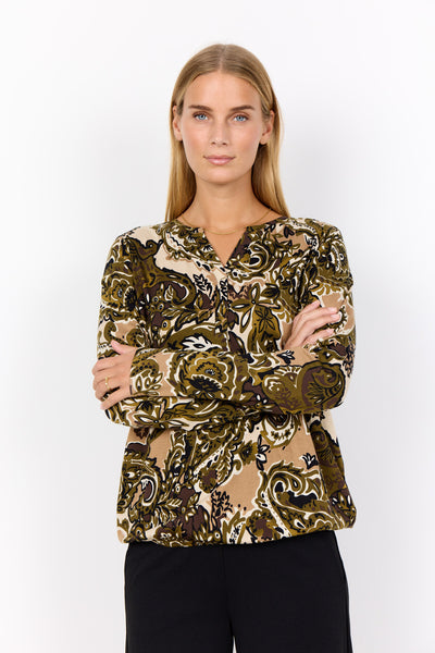 SC-FELICITY AOP 518 Blouse Donkergroen