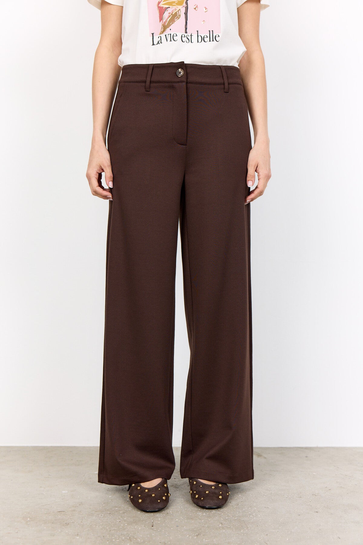 SC-DANIELA 9 Broek Donkerbruin