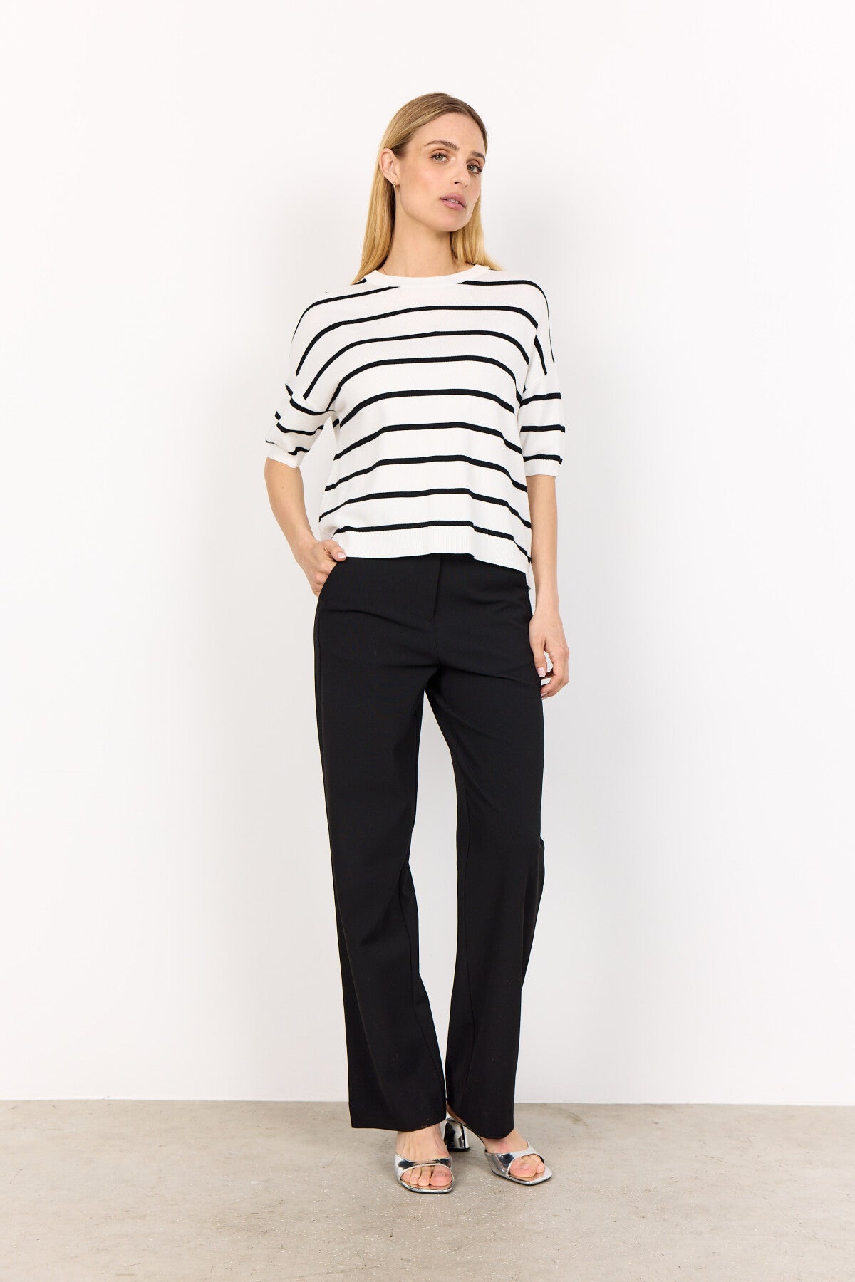 SC-DOLLIE STRIPE 794 Trui Gebroken wit