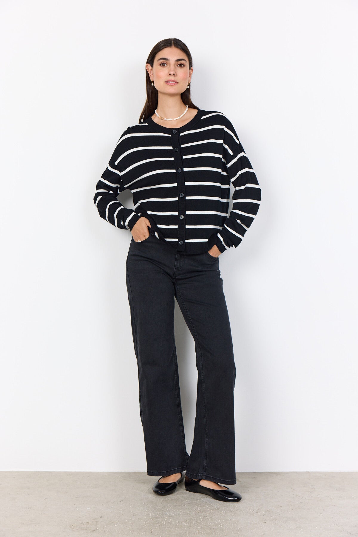 SC-DOLLIE STRIPE 795 Vest Zwart