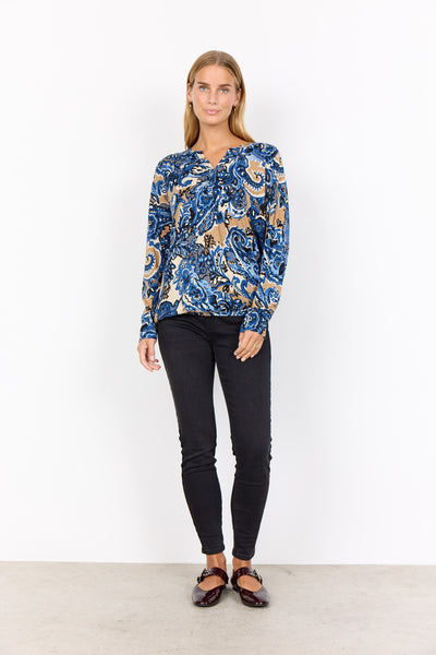 SC-FELICITY AOP 518 Blouse Donkerblauw