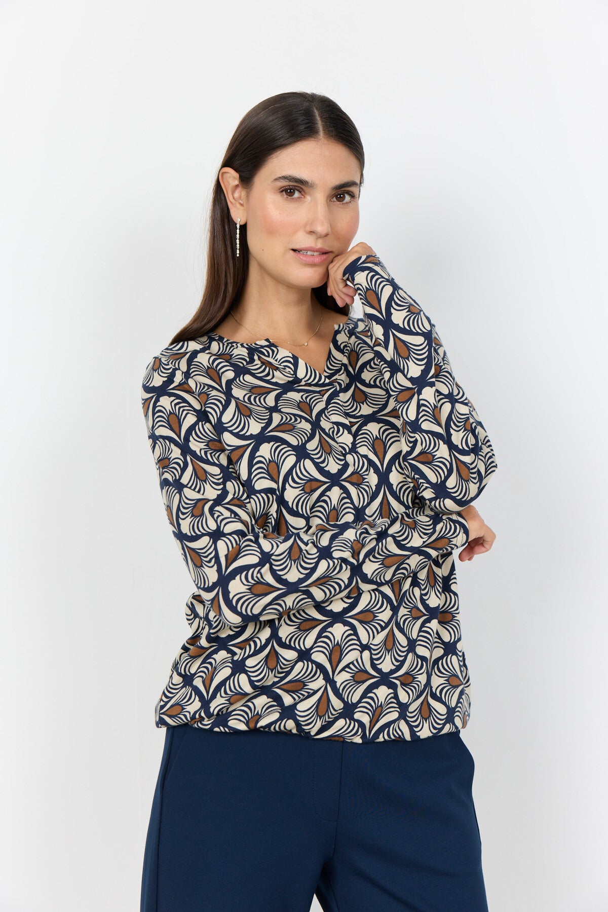 SC-FELICITY AOP 526 Blouse Donkerblauw