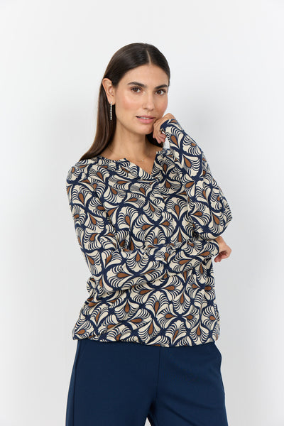 SC-FELICITY AOP 526 Blouse Donkerblauw