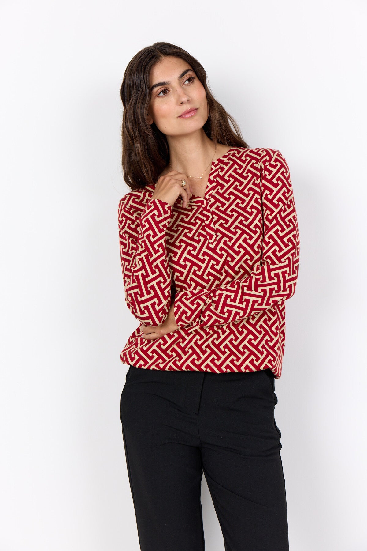 SC-FELICITY AOP 520 Blouse Donkerrood
