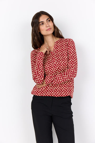 SC-FELICITY AOP 520 Blouse Donkerrood