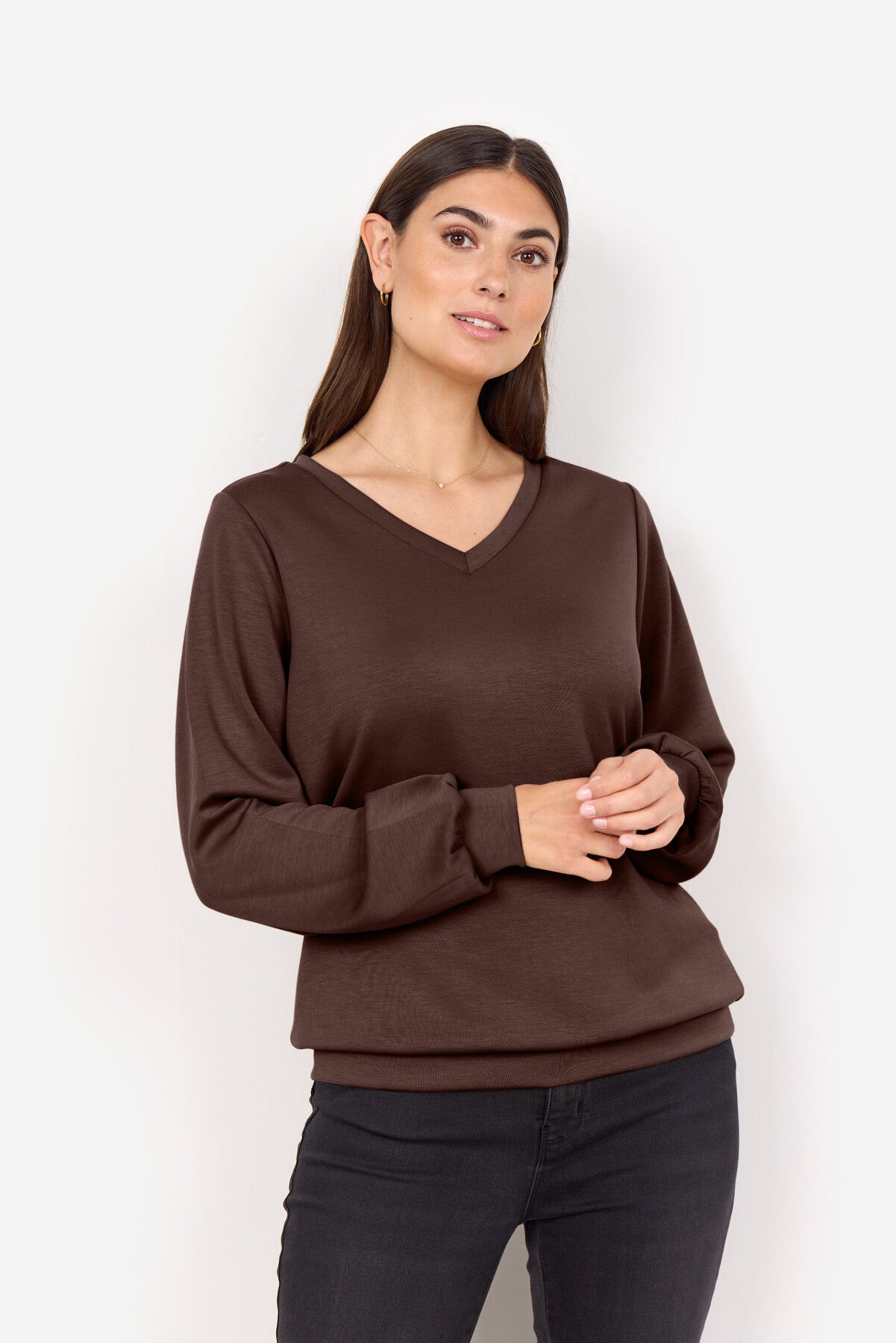 SC-BANU 194 Blouse Donkerbruin