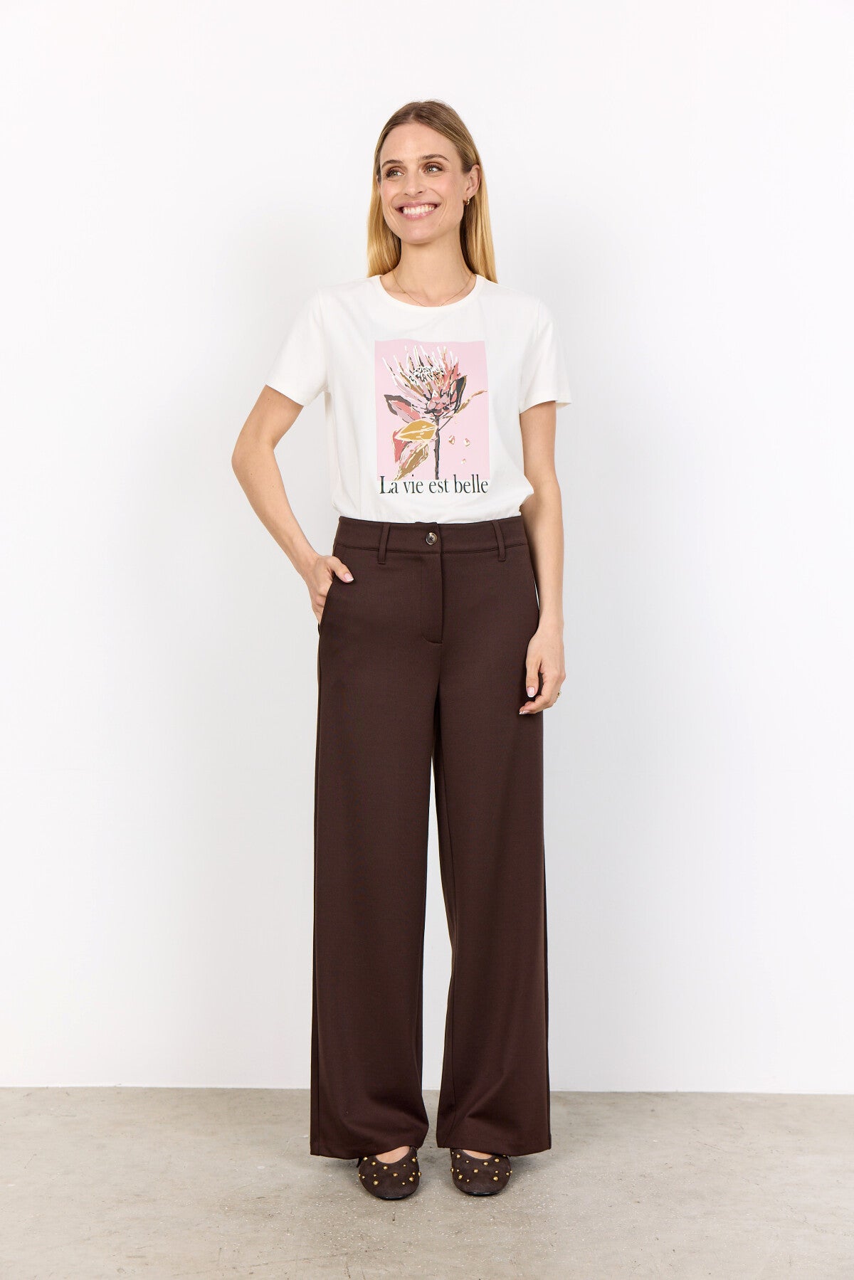 SC-DANIELA 9 Broek Donkerbruin