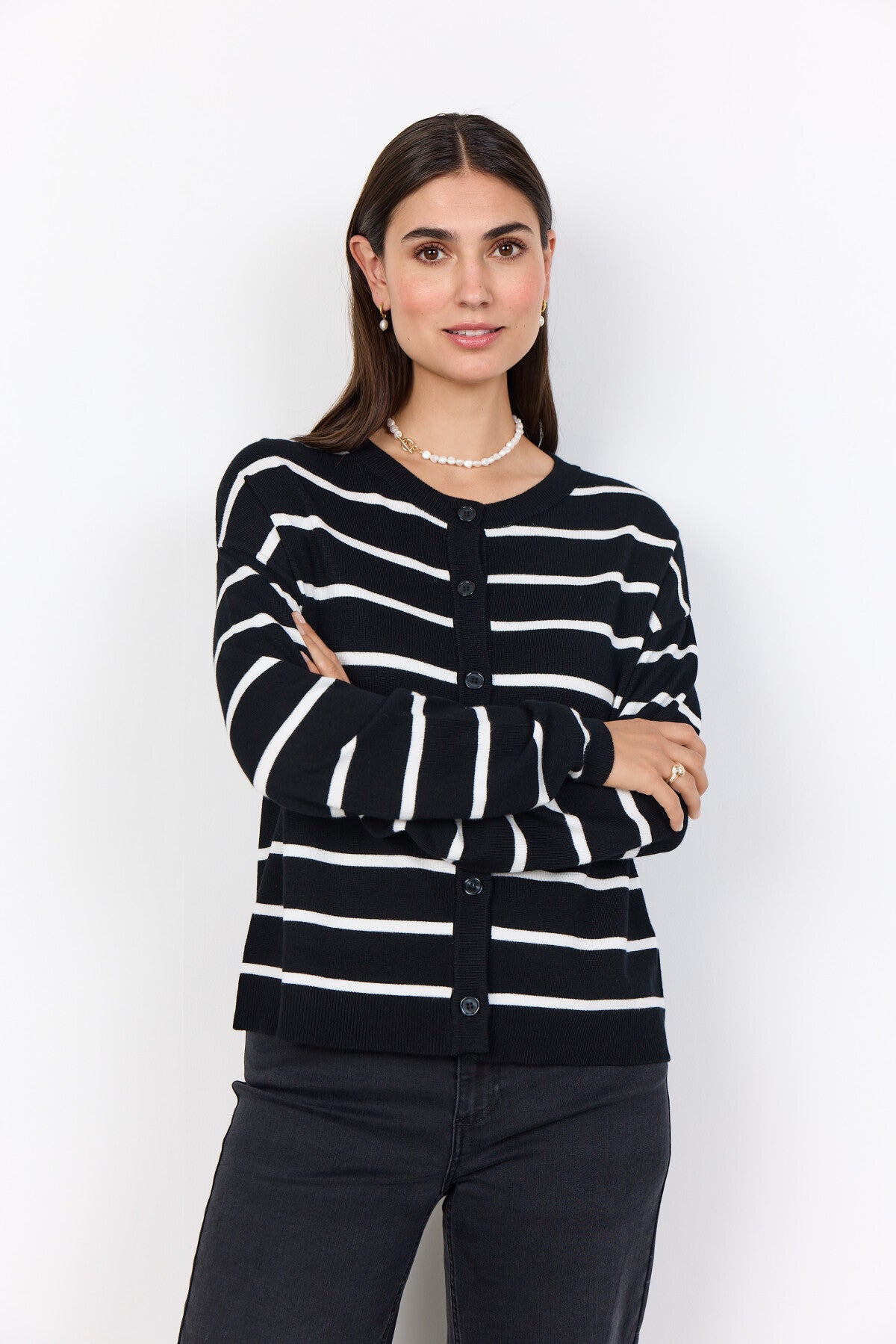 SC-DOLLIE STRIPE 795 Vest Zwart