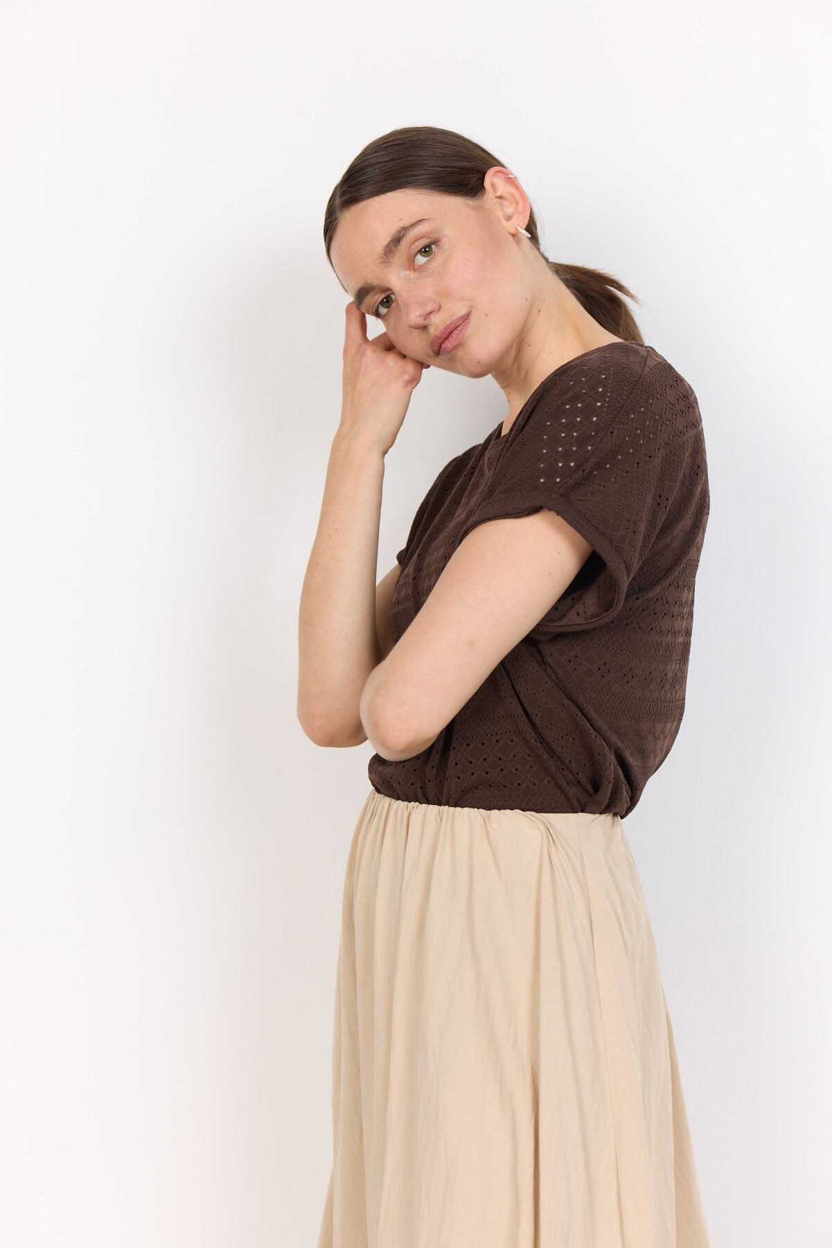 SC-SATINE 2 T-shirt Donkerbruin