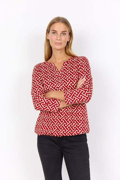 SC-FELICITY AOP 519 Blouse Donkerrood