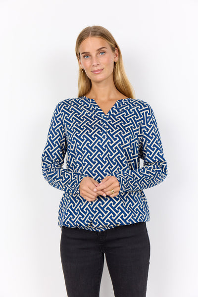 SC-FELICITY AOP 520 Blouse Donkerblauw