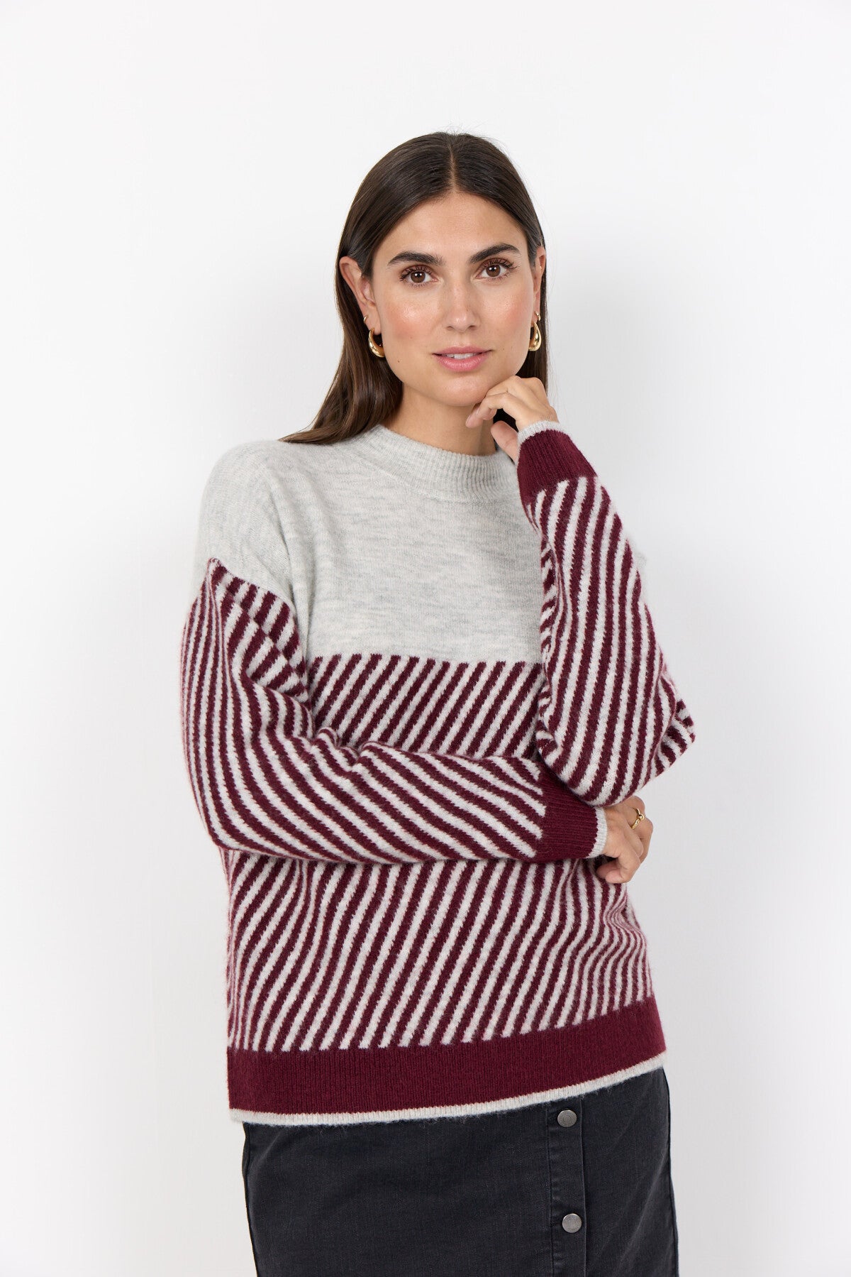 SC-NESSIE STRIPE 71 Trui Bordeaux
