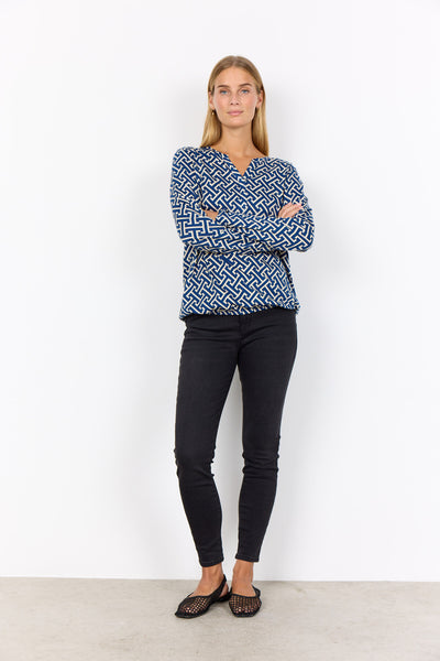 SC-FELICITY AOP 520 Blouse Donkerblauw