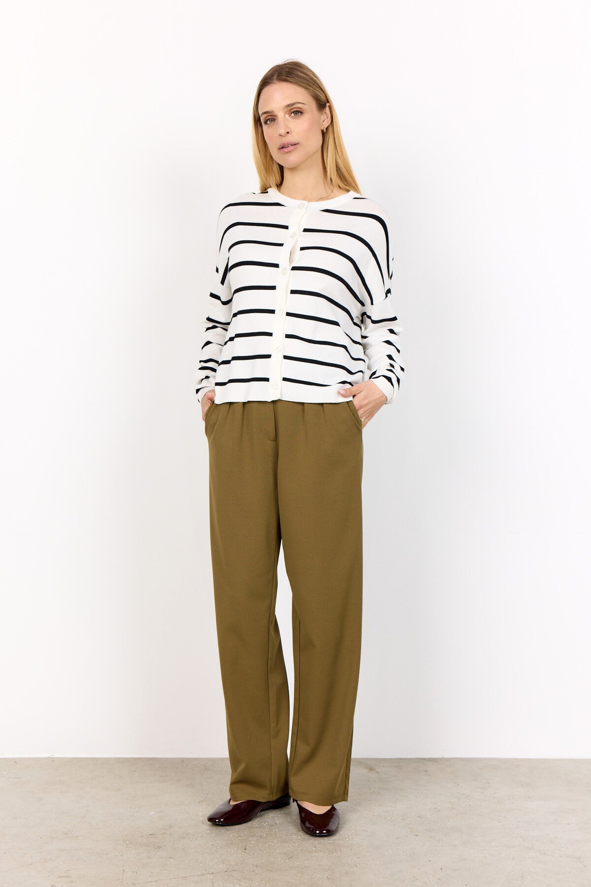 SC-DOLLIE STRIPE 795 Vest Gebroken wit