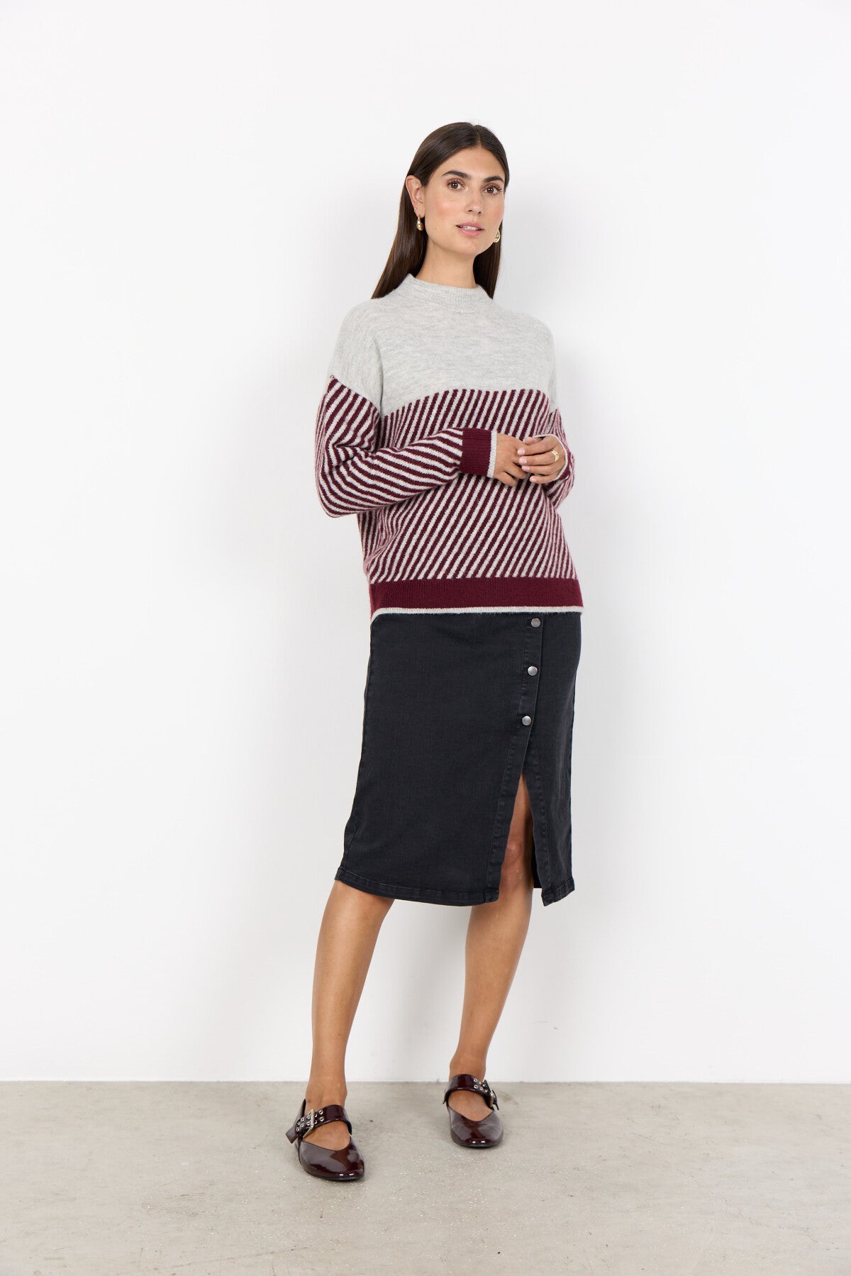 SC-NESSIE STRIPE 71 Trui Bordeaux